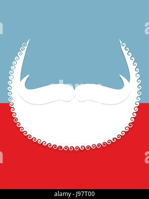 Barbe et moustache. Les attributs du Père Noël. Santa accessoires pour la nouvelle année. Illustration de Vecteur