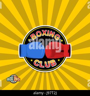 Les étiquettes de boxe. Gants de boxe Club emblème Illustration de Vecteur