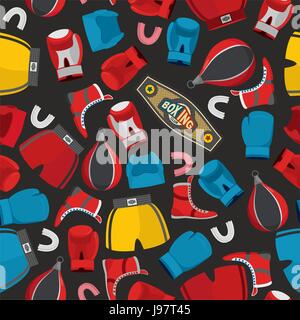 Motif transparente Boxe Sports, arrière-plan. Équipement de boxe : des gants et un casque. Vector illustration Illustration de Vecteur