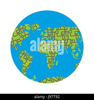 L'urbanisation de la terre. Les routes ont rempli tous les continents de la terre. Les autoroutes à travers le monde. Les embouteillages dans les villes. La pollution de l'Concept Illustration Illustration de Vecteur