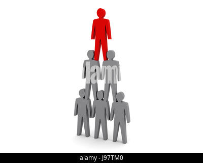Pyramide humaine. Hiérarchie de l'équipe. Chef d'entreprise. Concept 3D illustration Banque D'Images