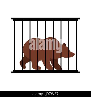 Garder à cage. Dans l'animal derrière les barreaux du Zoo. Big Grizzly bête animal sauvage en captivité. La captivité des animaux dangereux pour l'homme. Illustration de Vecteur