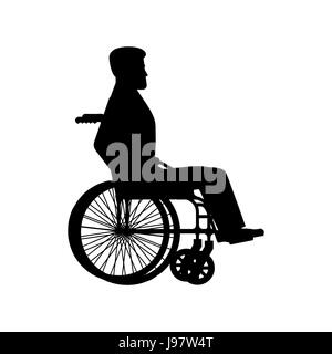 Mobilité fauteuil roulant d'ossature. Homme est assis dans le chariot à roulettes. Illustration de Vecteur