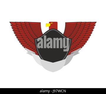 Aigle rouge sur l'emblème militaire. Avec des ailes d'oiseaux et le garant noir. Logo Vector. Illustration de Vecteur