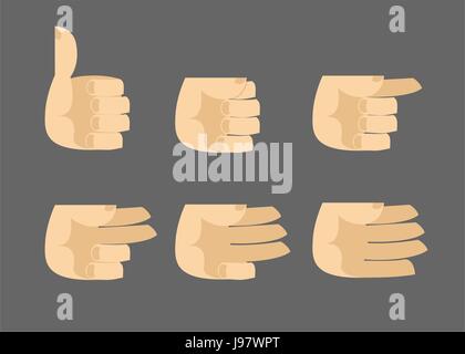 Ensemble d'icônes mains gestes isolés,main pointée, fist, Palm, vector illustration Illustration de Vecteur