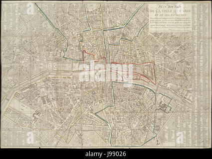 Plan routier de la ville de Paris et de ses faubourgs Banque D'Images