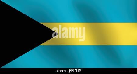 Pavillon de l'Bahamas avec un peu de forme, l'ombrage et du drapeau Couleurs couches séparées - vector illustration Illustration de Vecteur