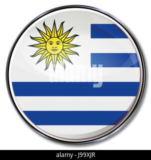 Drapeau, bouton, l'Amérique du Sud, l'Uruguay, la terre, l'immo, sol, cuisine américaine, l'Amérique, Banque D'Images