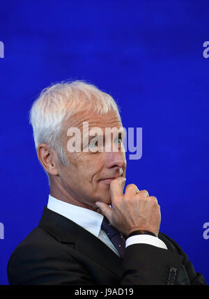 Berlin, Allemagne. 1er juin 2017. Matthias Müller, PDG de Volkswagen AG, photographié à la chancellerie allemande à Berlin, Allemagne, 1 juin 2017. Photo : Rainer Jensen/dpa/Alamy Live News Banque D'Images