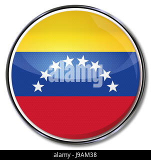 Frontière, drapeau, bouton, le Venezuela, la terre, l'immo, terrain, huile, huiles, cuisine américaine, Banque D'Images