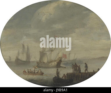 Abraham de Verwer navires armés au large de la côte néerlandaise prépare à naviguer Google Art Project Banque D'Images