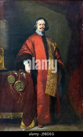 Un portrait de Giovanni Grimani, un noble vénitien, par Bernardo Strozzi, un peintre baroque italien remarquable, représentant le sujet avec des détails riches et un style baroque caractéristique. Banque D'Images