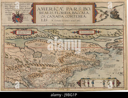 1593 Americae Pars Borealis en Floride, Baccalaos, Canada, Corterealis Banque D'Images