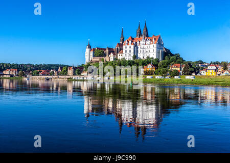 Skyline, Panorama, monument, Château Albrechtsburg Meissen, Saxe, Allemagne, Europe Banque D'Images