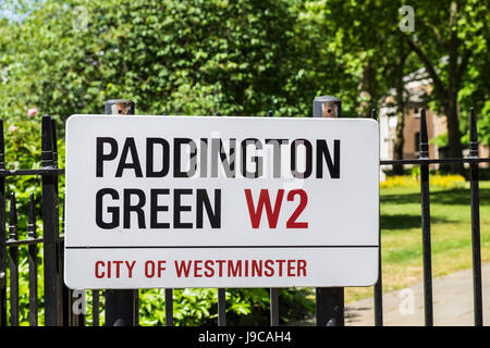 Signe de Paddington Green Street, Londres, Angleterre, Royaume-Uni Banque D'Images