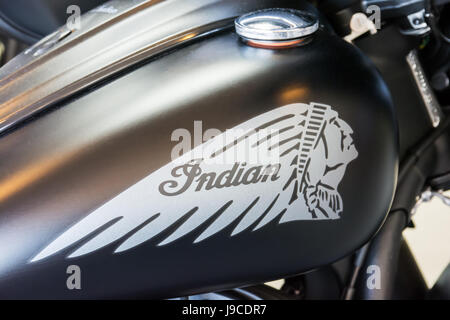 Indian Motorcycle Logo sur un réservoir de carburant. Banque D'Images