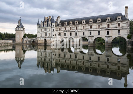 Le château de Chenonceau compte dans la Loire, Site du patrimoine mondial de l'UNESCO, Chenonceaux, Indre-et-Loire, Centre, France, Europe Banque D'Images