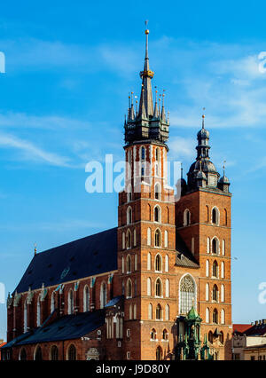 Place du marché, la Basilique Sainte Marie, Cracovie, UNESCO World Heritage Site, Lesser Poland Voivodeship, Pologne, Europe Banque D'Images