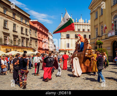 Au cours de la poule en cuivre juste Jagellon, Vieille Ville, Ville de la voïvodie de Lublin, Lublin, Pologne, Europe Banque D'Images