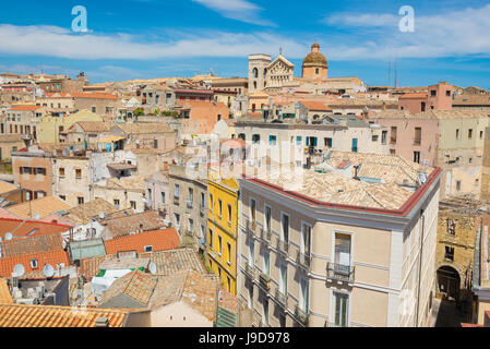 Cagliari Sardaigne cityscape, vue aérienne des bâtiments historiques dans le quartier Castello de Cagliari, Sardaigne. Banque D'Images