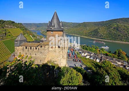 Près de Château Stahleck Bacharach, vallée du Rhin, Rhénanie-Palatinat, Allemagne, Europe Banque D'Images