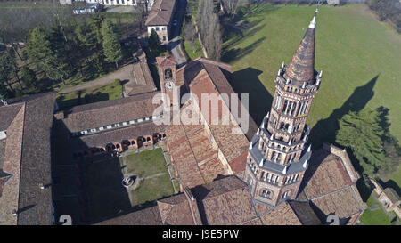 Vue panoramique du monastère de Clairvaux, abbaye, vue aérienne, Milan, Lombardie. Italie Banque D'Images