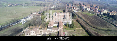 Vue panoramique du monastère de Clairvaux, abbaye, vue aérienne, Milan, Lombardie. Italie Banque D'Images