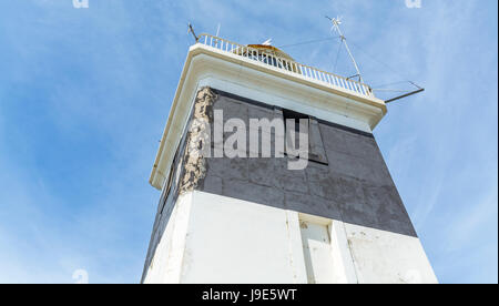 Vue sur le phare à la fin de Holyhead Anglesey, brise-lames. Banque D'Images