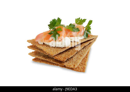 Isolés, fromage, association, club, saumon, tomate, savoureuse, basic, snack, Banque D'Images