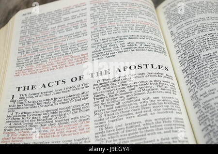 Page de titre pour le livre des actes dans la Bible - King James Version Banque D'Images