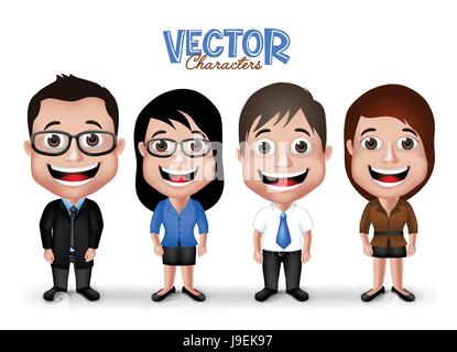 Vector Set du marié et caractères Parti Happy Smiling dans une tenue vestimentaire formelle pour des occasions isolées en fond blanc. Vector Illustration Illustration de Vecteur