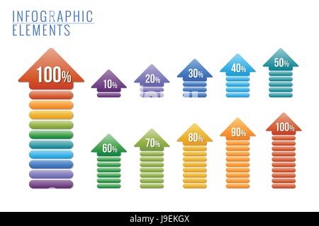 Éléments infographiques, pourcentage de progrès. Illustration de Vecteur