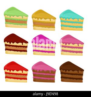 Ensemble de différentes tranches de gâteau. Vector illustration Illustration de Vecteur