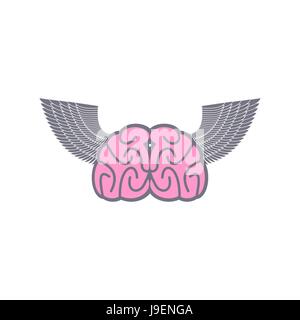 Cerveau avec des ailes. Logo symbole d'idées. Cerveau avec des ailes d'Anges sur un fond blanc. Vector illustration. Illustration de Vecteur