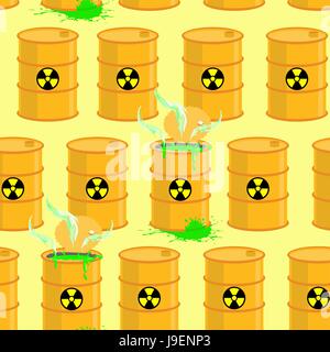 Dépôt de déchets chimiques. Modèle transparent avec des barils de biohazard. Vector background de barils de l'acide vert jaune. Illustration de Vecteur