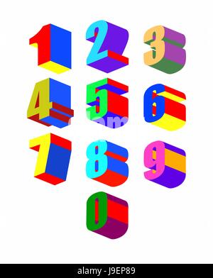Crazy jeu 3D colorfu numéros. Vector illustration. Illustration de Vecteur