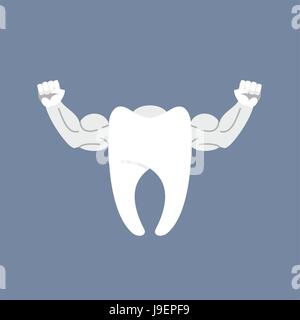 Une dent saine. Dent propre blanc avec de grands muscles. Logo pour dentiste clinique. Illustration de Vecteur
