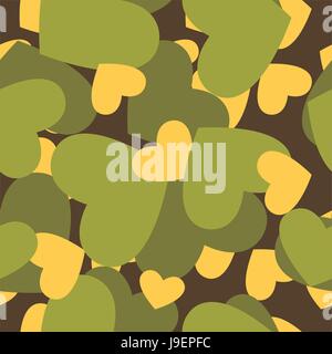 Texture militaire pour l'amour. Armée Camouflage pattern transparente à partir de silhouettes de coeur. Arrière-plan transparent des soldats d'un soldat de l'amour pour la Saint Valentin Illustration de Vecteur