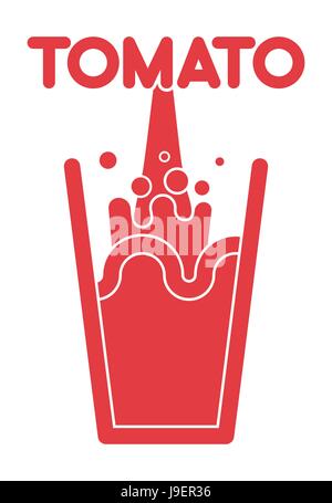 Verre de jus de tomate. Fresh Spray de jus de tomates. Vector illustration. Illustration de Vecteur