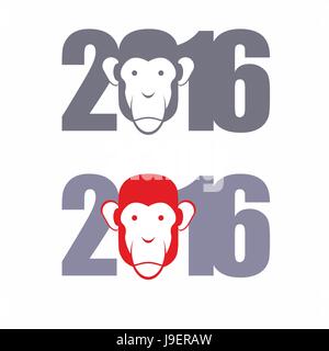 Nouvelle année 2016. Année du singe de feu. Vector illustration Illustration de Vecteur