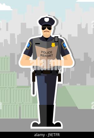 Un rapport de police avec une ovation debout. Les agents de police ont été arrêtés Illustration de Vecteur