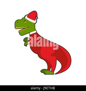 Santa Claus Tyrannosaurus. Bon Noël costume Noël dinosaures. Réducteur pour le nouvel an antique. Illustration de Vecteur