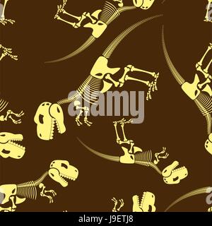Des os de dinosaure seamless pattern. Squelette de tyrannosaure T-Rex. Épine dorsale de l'antique Jurassic predator ornement. Illustration de Vecteur