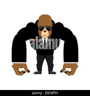 Gardien de sécurité grand gorille costume noir. Garde du corps animal. Vector illustration Illustration de Vecteur