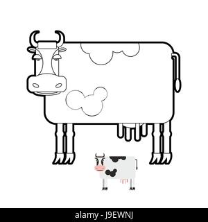 Livre de coloriage de vache. Vector illustration d'animaux de ferme. Illustration de Vecteur