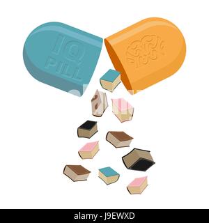 Comprimés pour l'esprit. Des médicaments pour augmenter l'IQ. Livres en tablette. Vector illustration Illustration de Vecteur