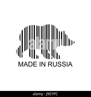 Code à barres de l'ours pour les marchandises en provenance de Russie. Code-barres d'animaux sauvages. Logo pour des produits russes Illustration de Vecteur