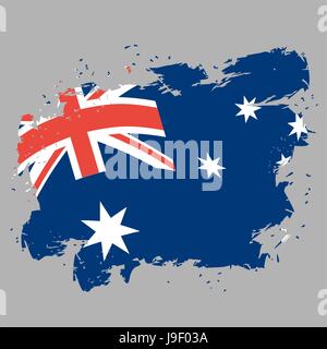 L'Australie flag grunge style sur fond gris. Les traits de pinceau et encre splatter. Symbole national de l'état australien Illustration de Vecteur