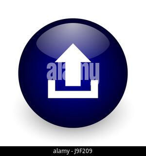 Télécharger boule brillant bleu icône web sur fond blanc. Rendu 3D ronde bouton. Banque D'Images
