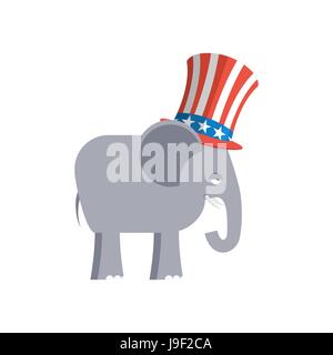 Dans l'éléphant Oncle Sam hat. L'éléphant républicain. Symbole de parti politique en Amérique. Illustration politique pour les élections en Amérique latine Illustration de Vecteur